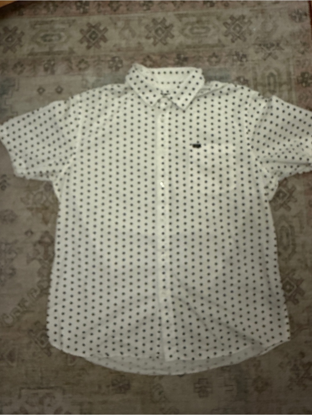 Obey White Short-Sleeve Button-Down Shirt with Navy Flower Pattern